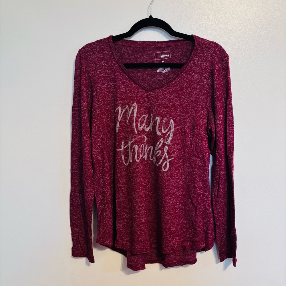 Sonoma red heather long sleeve t shirt with stretch size medium